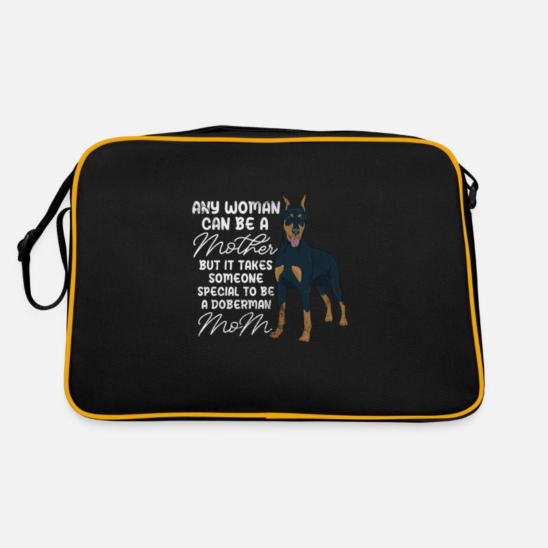 Dobermann - Retro Tasche - Schwarz/Gold