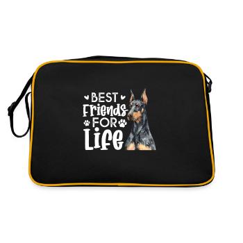 Doberman chien chiens cadeau pour animaux de compagnie - Sac Retro - noir/or - Dos