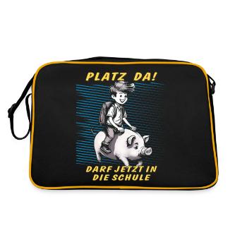 PIG KID BOY SCHOOL STARTS - Retro Bag - black/gold - Back