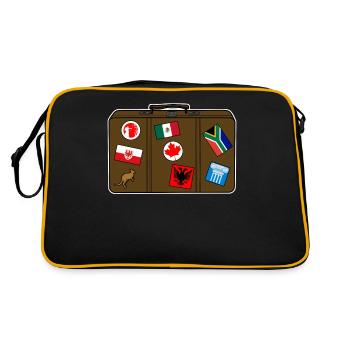 Vacation Suitcase Travel Luggage - Retro Bag - black/gold - Back