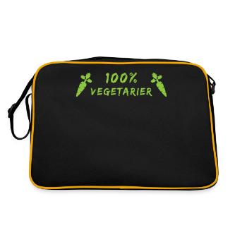 Stolzer Vegetarier - 100% Pflanzlich - Retro Tasche - Schwarz/Gold - Hinten