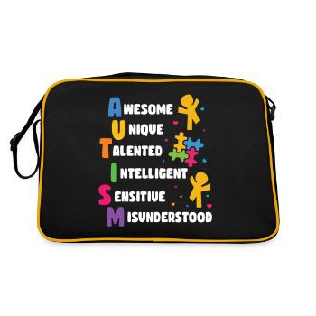 Journée de sensibilisation à l’autisme Cadeau autiste - Sac Retro - noir/or - Dos