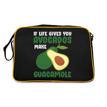 Avocado Guacamole Vegan Geschenk - Retro Tasche - Schwarz/Gold - Hinten