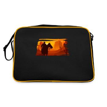 Cowboy Cowboystiefel Western Geschenk - Retro Tasche - Schwarz/Gold - Hinten
