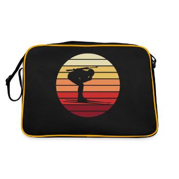 Biathlon-Silhouette Retro Sonnenuntergang - Retro Tasche - Schwarz/Gold - Hinten