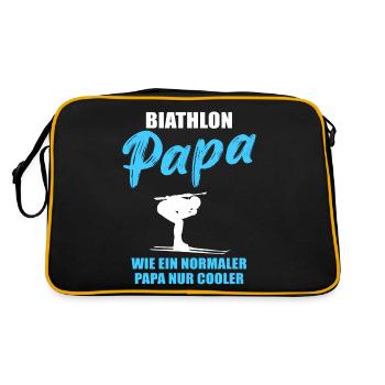Cooler Biathlon-Dad Einzigartig - Retro Tasche - Schwarz/Gold - Hinten