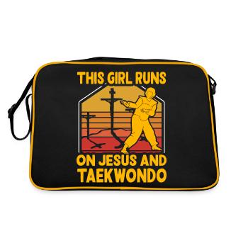 This Girl runs on Jesus and Taekwondo - Retro Bag - black/gold - Back