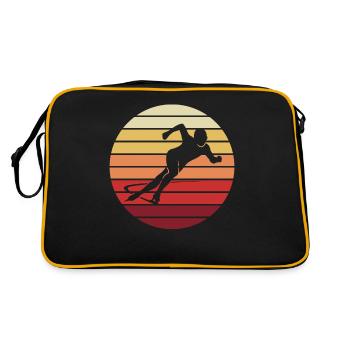 Figure Skating Sunset Silhouette Gift - Retro Bag - black/gold - Back