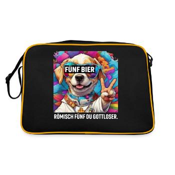 Cinq bières romaine cinq vous impie joyeux chien - Sac Retro - noir/or - Dos