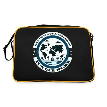 Erde ist keine Ressource, sie ist unser Zuhause Öko - Retro Tasche - Schwarz/Gold - Hinten