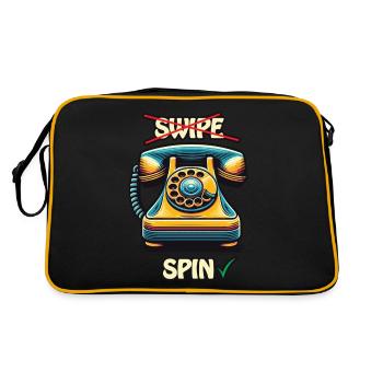 Rétro Vintage Téléphone à Cadran Couleur Vibrante - Sac Retro - noir/or - Dos