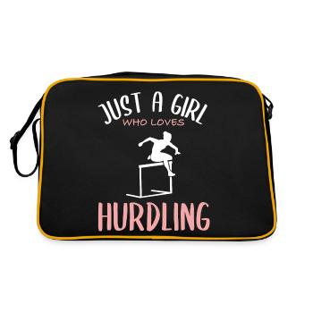 Hürdenlauf-Liebe - Mädchenpower - Retro Tasche - Schwarz/Gold - Hinten