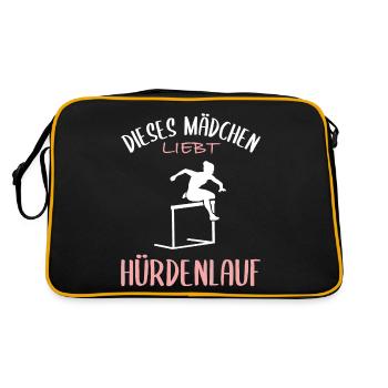 Hürdenlauf-Liebe - Mädchenpower - Retro Tasche - Schwarz/Gold - Hinten