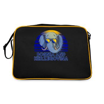 Bosnien und Herzegowina - Retro Tasche - Schwarz/Gold - Hinten