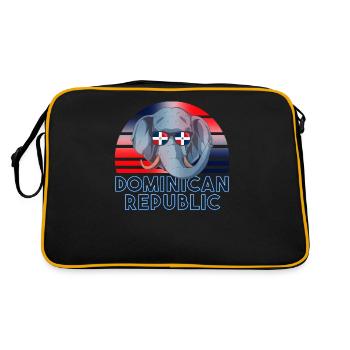 Dominikanische Republik - Retro Tasche - Schwarz/Gold - Hinten