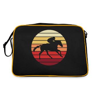 Course au coucher du soleil - Cheval et jockey - Sac Retro - noir/or - Dos