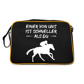 Rennbahn-Flitzer - Schnell und Siegessicher - Retro Tasche - Schwarz/Gold - Hinten