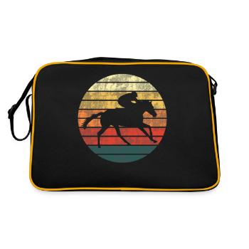 Course au coucher du soleil - Cheval et jockey - Sac Retro - noir/or - Dos