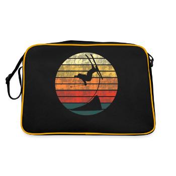 Freestyle-Ski im Abendrot - Retro Tasche - Schwarz/Gold - Hinten