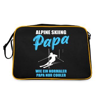 Alpiner Ski-Papa Geschenk - Retro Tasche - Schwarz/Gold - Hinten