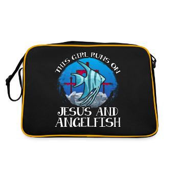 This Girl runs on Jesus and Angelfish - Retro Bag - black/gold - Back