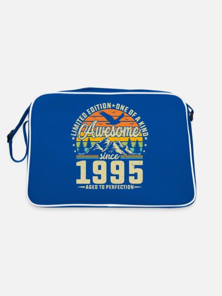 Legendary 1995 Vintage Birthday Shirt - Retro Tasche - Blau/Weiß - Hinten
