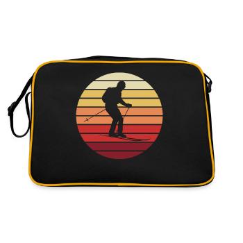 Sonnenuntergang auf Ski Geschenk - Retro Tasche - Schwarz/Gold - Hinten