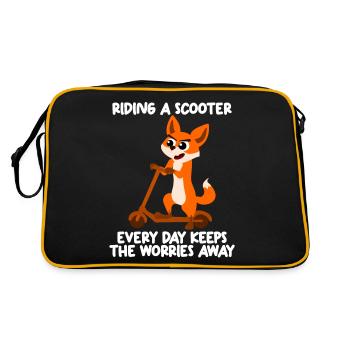 Kick Scooter Rider and a Fox - Retro Bag - black/gold - Back