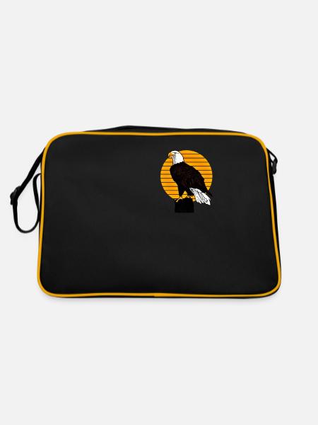 Bald Eagle - Bird Eagle Graphic Design - Retro Bag - black/gold - Back