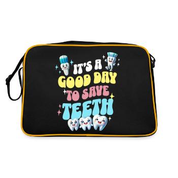 Zahnarzt Zahnpflege Zähne Dentist - Retro Tasche - Schwarz/Gold - Hinten