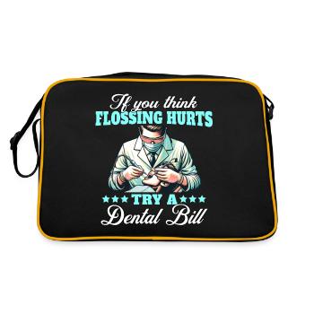 Zahnarzt Zahnarztrechnung Dentist - Retro Tasche - Schwarz/Gold - Hinten