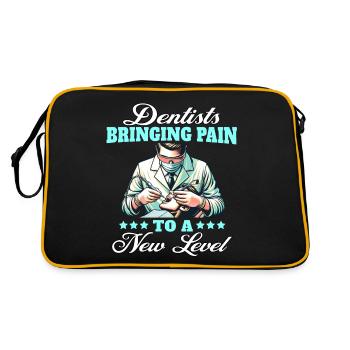 Zahnarzt Dentist - Retro Tasche - Schwarz/Gold - Hinten