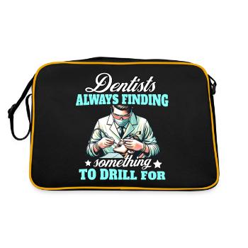 Zahnarzt Zahnpflege Dentist - Retro Tasche - Schwarz/Gold - Hinten