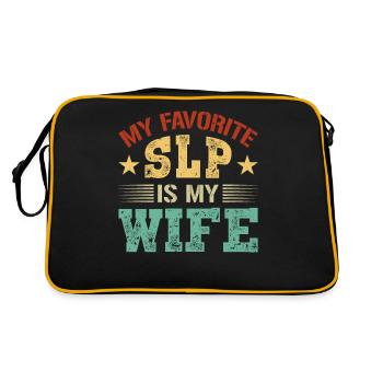 My Favorite SLP Is My Wife Speech Therapy SLP - Retro Tasche - Schwarz/Gold - Hinten