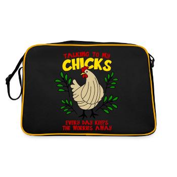 Poultry Chickens Chicken Farmer - Retro Bag - black/gold - Back