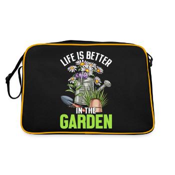 Life Is Better In The Garden Pot Head Plant Funny - Retro Bag - black/gold - Back