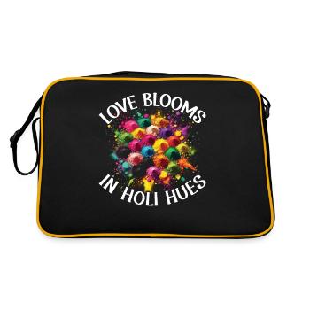 Happy Holi Grüße Hinduismus Indisches Fest - Retro Tasche - Schwarz/Gold - Hinten