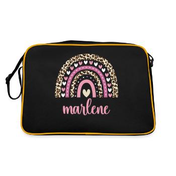 Marlene Regenbogen Name Geburtstag Marlene - Retro Tasche - Schwarz/Gold - Hinten