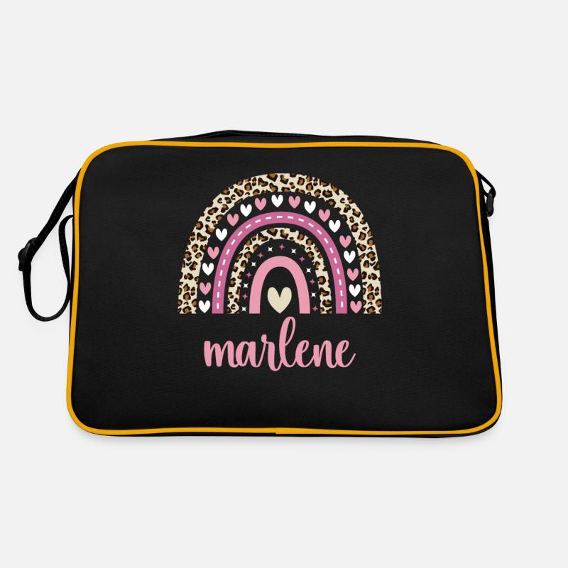 Marlene Regenbogen Name Geburtstag Marlene - Retro Tasche - Schwarz/Gold