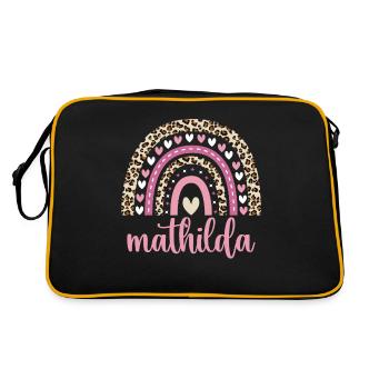 Mathilda Regenbogen Name Geburtstag Mathilda - Retro Tasche - Schwarz/Gold - Hinten