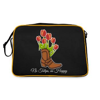 Tulips Flowers Boot Garden Tulip - Retro Tasche - Schwarz/Gold - Hinten