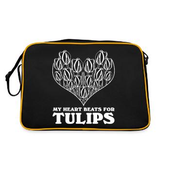 Tulips Heart Garden Tulip Flowers - Retro Tasche - Schwarz/Gold - Hinten