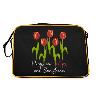 Tulips Garden Tulip Flowers - Retro Tasche - Schwarz/Gold - Hinten