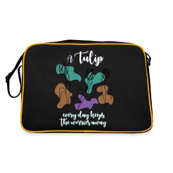 Tulips Tulip Flowers - Retro Tasche - Schwarz/Gold - Hinten