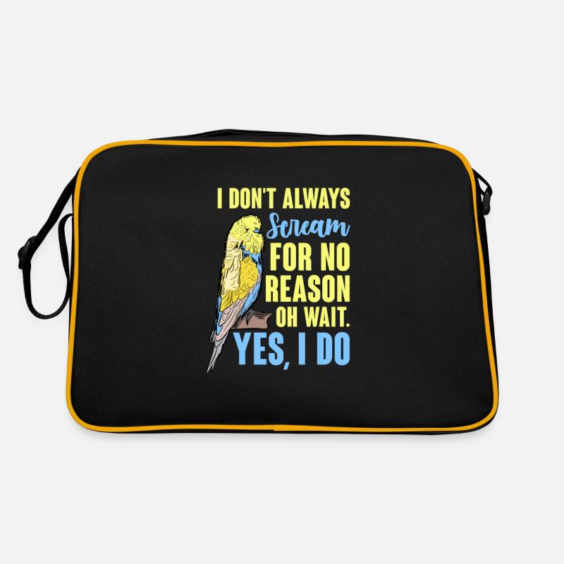 Budgie Bird Pet Parakeet Gift - Retro Bag - black/gold