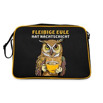 FLEISSIGE EULE HAT NACHTSCHICHT - Retro Tasche - Schwarz/Gold - Hinten