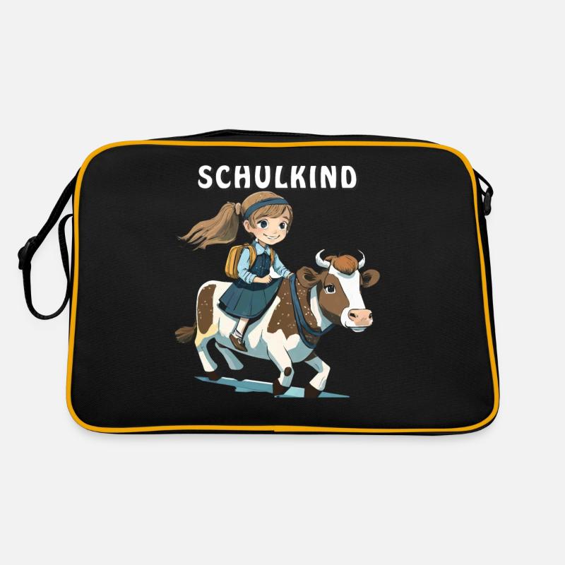 SCHULKIND MÄDCHEN KUH Retro Tasche