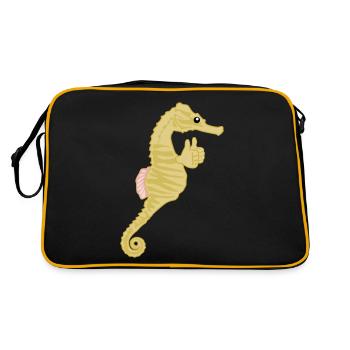 Seahorse Thumbs Seahorses - Retro Tasche - Schwarz/Gold - Hinten