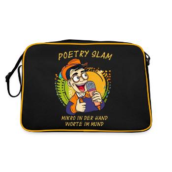 Micro POETRY SLAM à la main, mots à la bouche - Sac Retro - noir/or - Dos