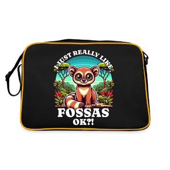 Ich mag Fossas - Retro Tasche - Schwarz/Gold - Hinten